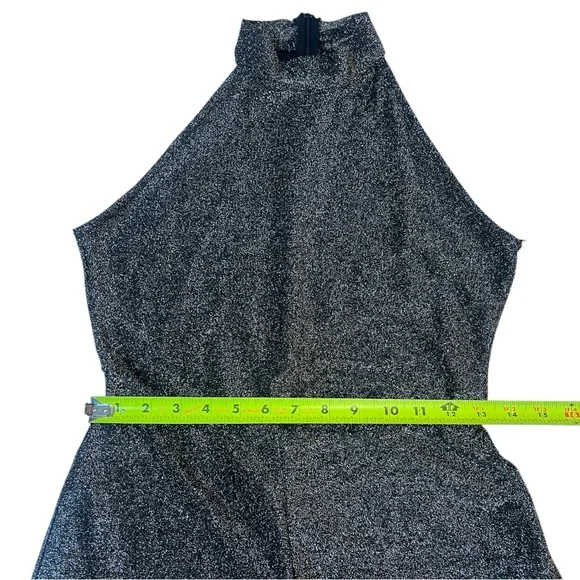 Sparkle Halter Neck Jumpsuit - Silver Metallic Shimmer - Picture 3 of 8